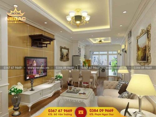 Công ty thiết kế nội thất nhà phố 2 tầng tại Ba Đình, Hà nội