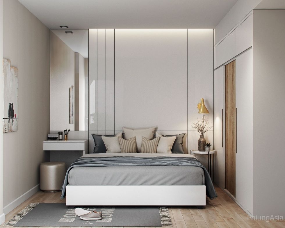 Mẫu thiết kế nội thất chung cư hiện đại 80m2 2 phòng ngủ