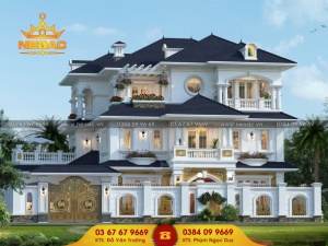 Giới thiệu mẫu biệt thự mái thái tân cổ 175m2 mất 1 năm hoàn thiện