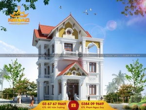 Giới thiệu mẫu biệt thự mái thái 4 tầng tân cổ điển 120m2