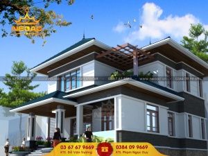 Giới thiệu mẫu biệt thự mái thái 2 tầng hiện đại 140m2