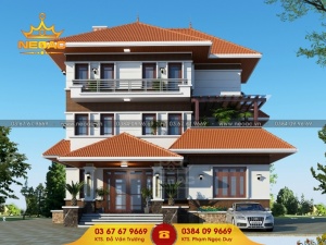 Giới thiệu mẫu biệt thự mái thái 3 tầng hiện đại 190m2