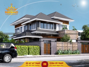 Trầm trồ với mẫu biệt thự vườn 2 tầng mái thái có mặt tiền 10m