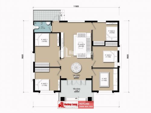 Thiết kế biệt thự 1 tầng 120m2 tại huyện Vĩnh Bảo