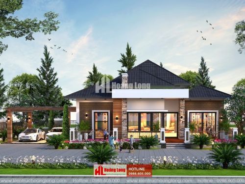 Thiết kế biệt thự 1 tầng 130m2 tại thành phố Phú Quốc
