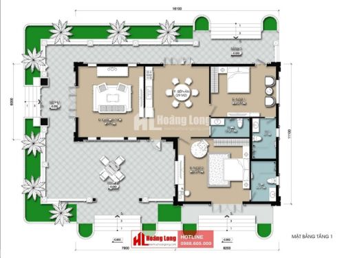 Thiết kế biệt thự 1 tầng 170m2 tại quận Tân Bình
