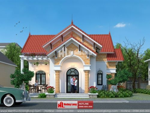 Thiết kế biệt thự 1 tầng 120m2 tại thị xã Đông Triều