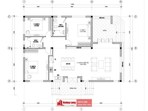 Thiết kế biệt thự 1 tầng 150m2 tại thành phố Chí Linh