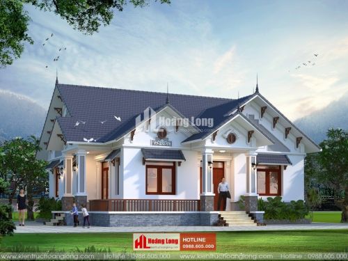 Thiết kế biệt thự 1 tầng 150m2 tại huyện Hòa Vang