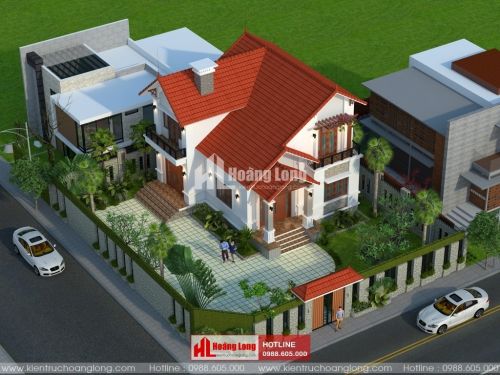 Thiết kế sân vườn biệt thự 2 tầng tại Nam Đàn HL51114