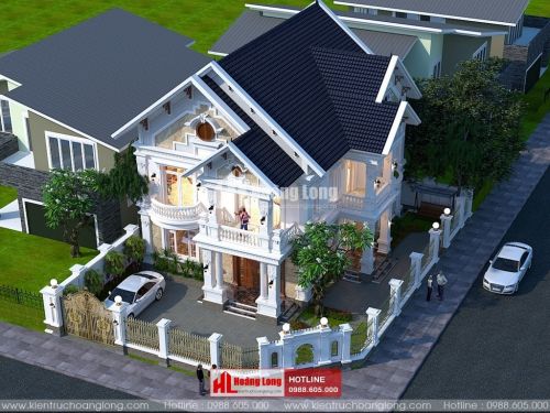 Thiết kế biệt thự 2 tầng mái Thái tại huyện Đông Hưng HL51126