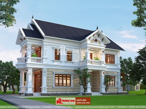 Thiết kế biệt thự 2 tầng mái Thái tại huyện Vĩnh Lợi HL51150