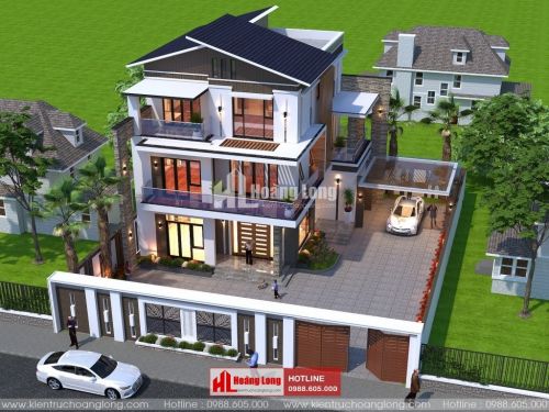 Thiết kế sân vườn biệt thự 3 tầng tại Bỉm Sơn HL51321