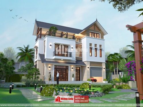 Phong thủy sân vườn biệt thự 3 tầng tại Vĩnh Yên HL51593