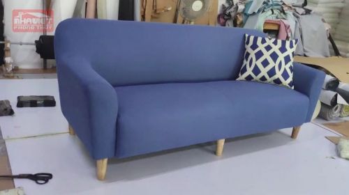 Ghế sofa văng nỉ xanh nước biển